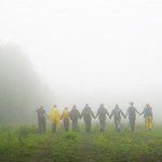 BC People, Whole Backcountry Crew walking into mist